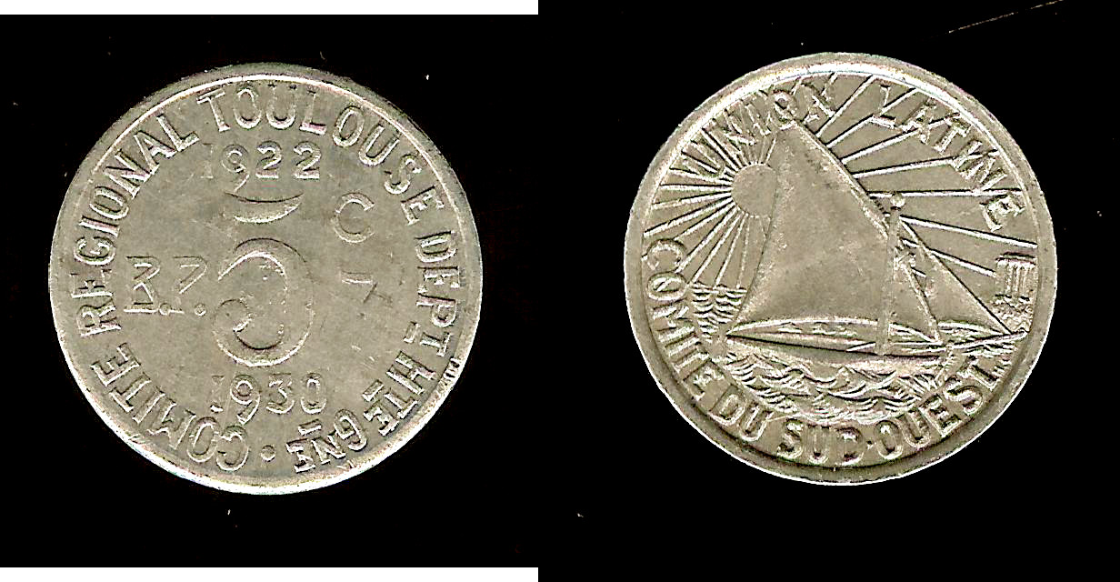 Union latine Toulouse 5 centimes 1922-1930 TTB+